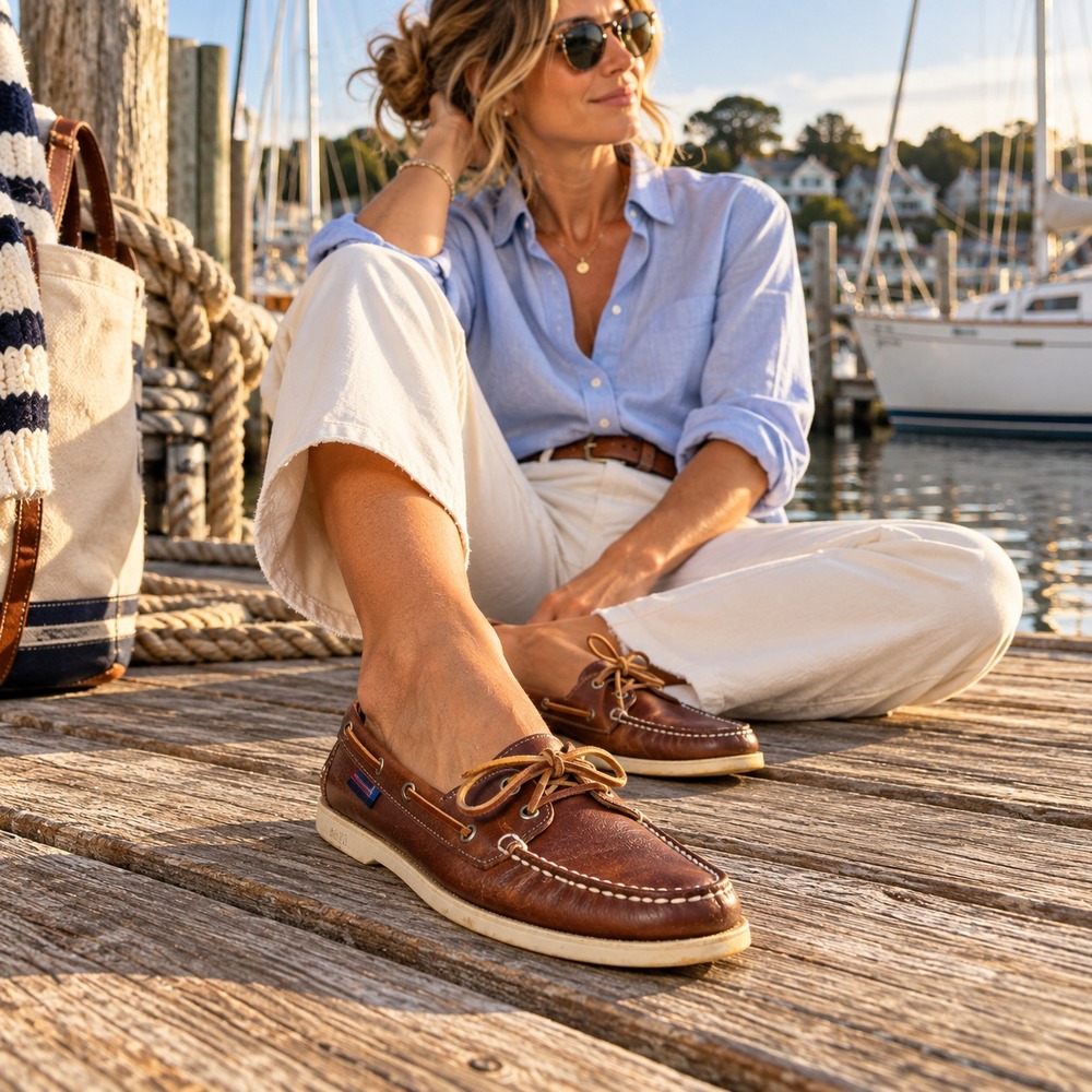 Vintage Sebago Docksides Womens 7.5 N Brown Leather Boat Shoes Made USA 46417